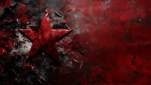 Red textured five-pointed star on distressed dark ground.