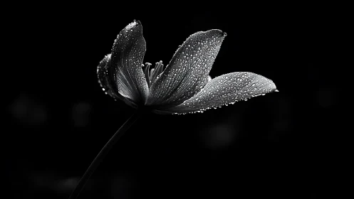 Rain-Kissed Petals Unfold Against Midnight.
