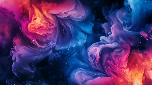 Bilateral neon ink clouds with turbulent fluid dynamics gradients