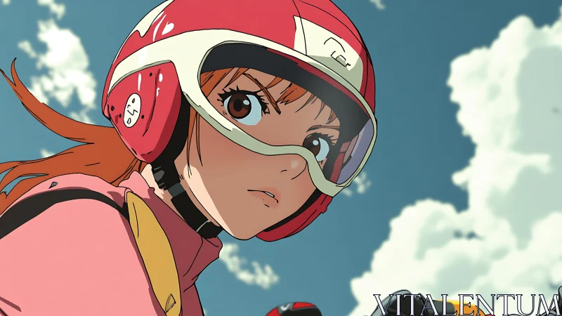 Sky-bent rider tilts toward tomorrow through sunlit clouds