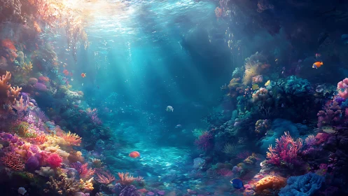 Sunken coral kingdom glowing under spellbound daylight.