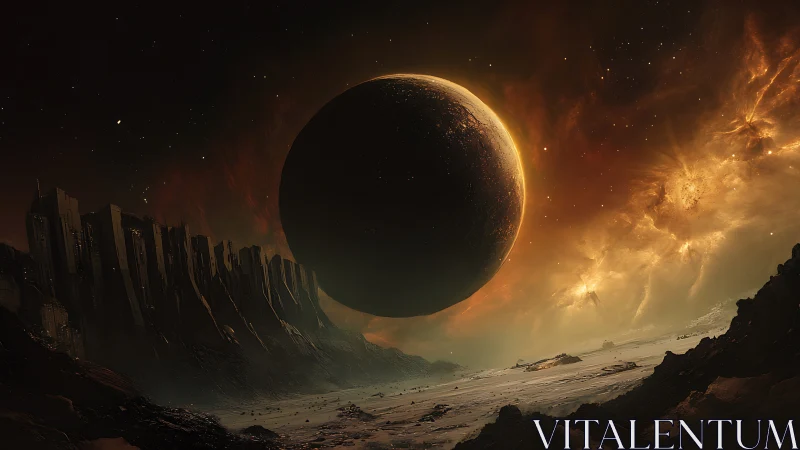 Eclipsed gas giant over fortified basaltic exoplanet plateau