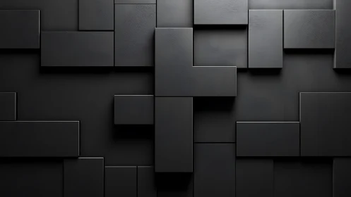 Shadowboxed geometry plays midnight Tetris on charcoal walls.