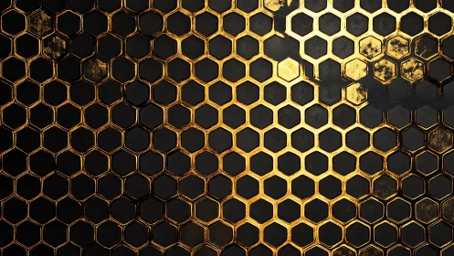 Gilded honeycomb grid on charcoal shadows, worn with mystery.