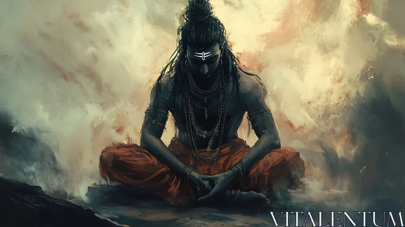 Mystic yogi in deep meditation wrapped in stormlight stillness.