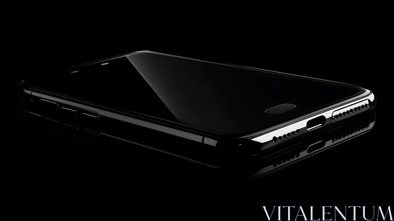 Professional 3D Rendered Smartphone with Glossy Black Finish and Chrome Details.