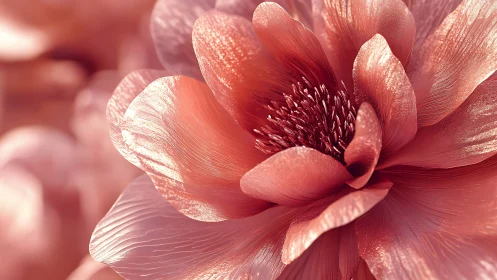 Coral Peony Bloom in Ethereal Light.