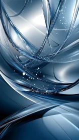 Chromed glass ribbons curve through deep blue space.