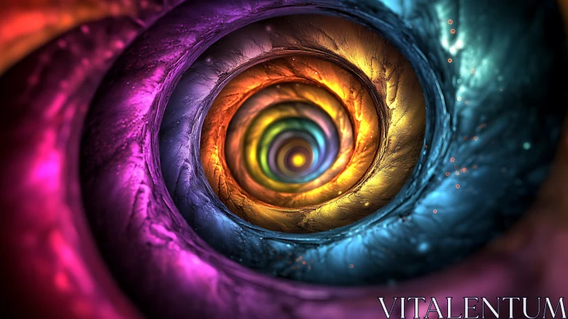 Spiral tunnel shows layered, multicolored concentric rings