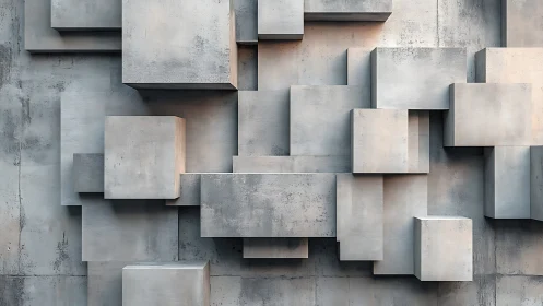 Soft concrete cubes gently stack into calm geometric depth