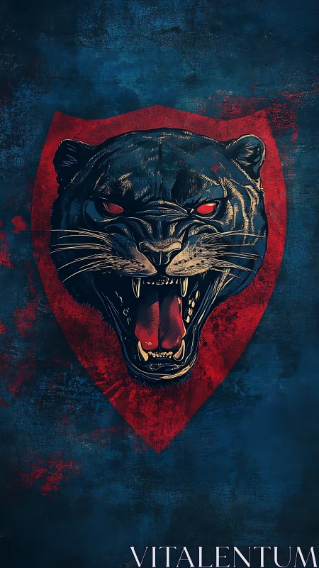 Snarling black panther emblem framed by distressed red shield