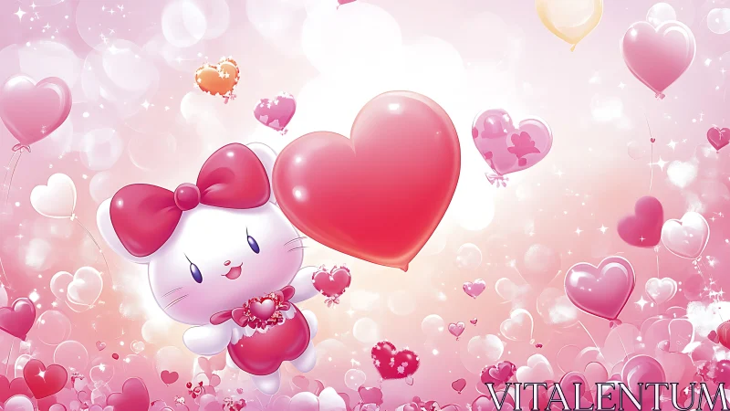 Adorable Kitten Spreads Love With Giant Pink Heart Balloon