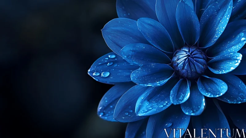 Luminescent Blue Botanical Macro: Photorealistic Flower Study.
