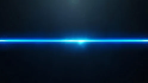 Bright Blue Laser Beam on Dark Background, Futuristic Style.