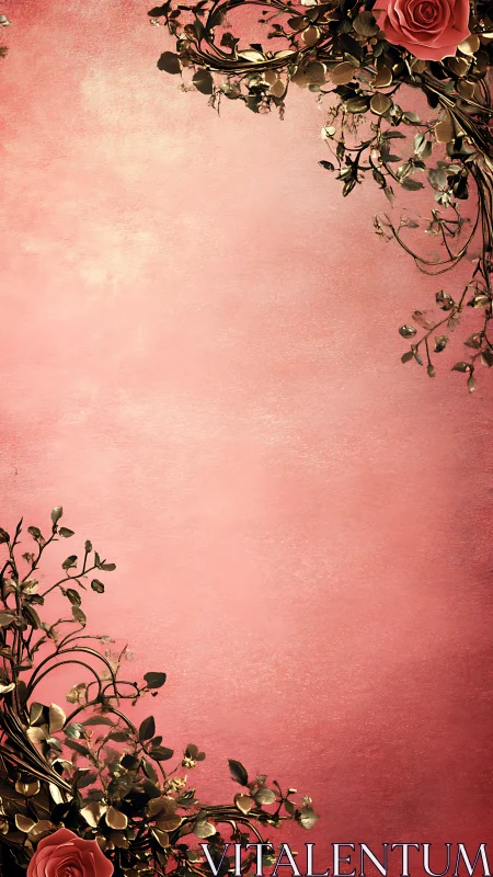 Floral Arrangement Against Pink Textured Wall Background
