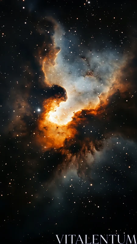 Stellar nebula cloud in vivid orange and teal glow.
