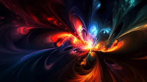 Cosmic color bloom swirling through luminous darkness.