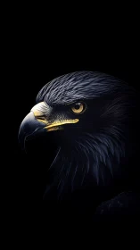 Profile view shows dark eagle head isolated on black background