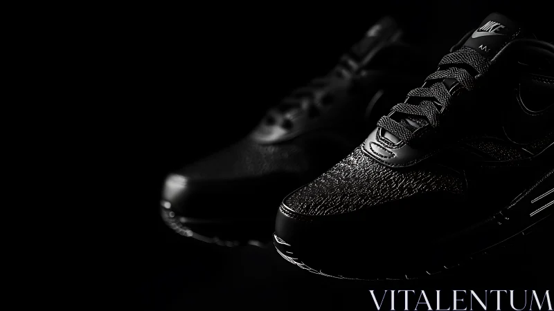 Moody black sneaker product shot highlights texture and detail
