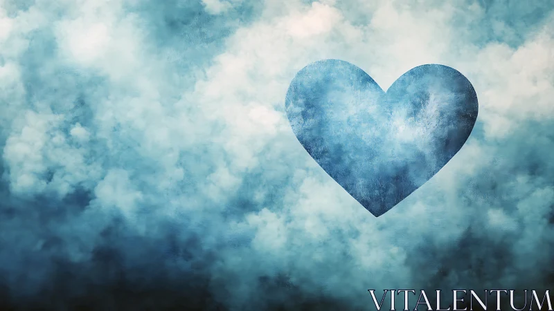 Heart silhouette suspended in layered cloud formations.