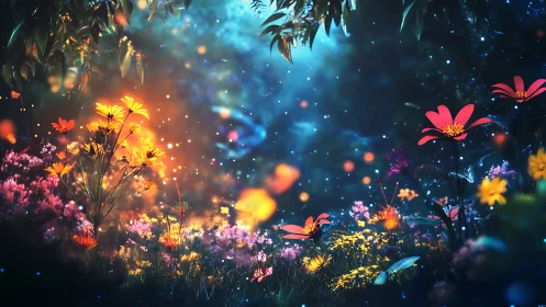 Nocturnal Bloom Symphony: Where Starlight Dances with Petals.