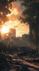 Sunset quietly rebuilds hope above a ruined city street