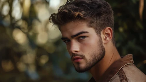 Shallow depth portrait isolates male subject with directional bokeh