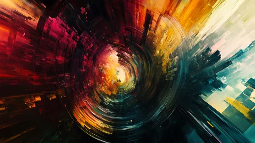 Vortex of fractured light in dynamic abstract spectrum.