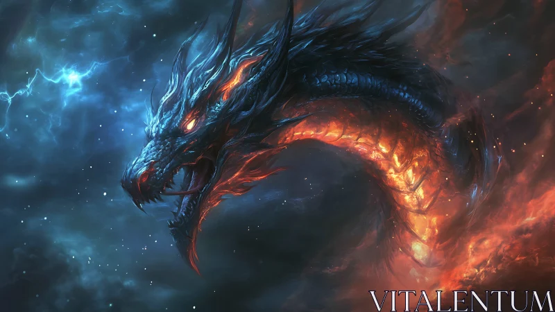 Dragon-shaped energy form occupies nebula-like cosmic space