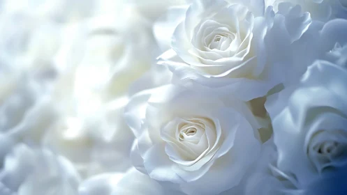 White Roses in Soft Focus: Luminous Botanical Study.