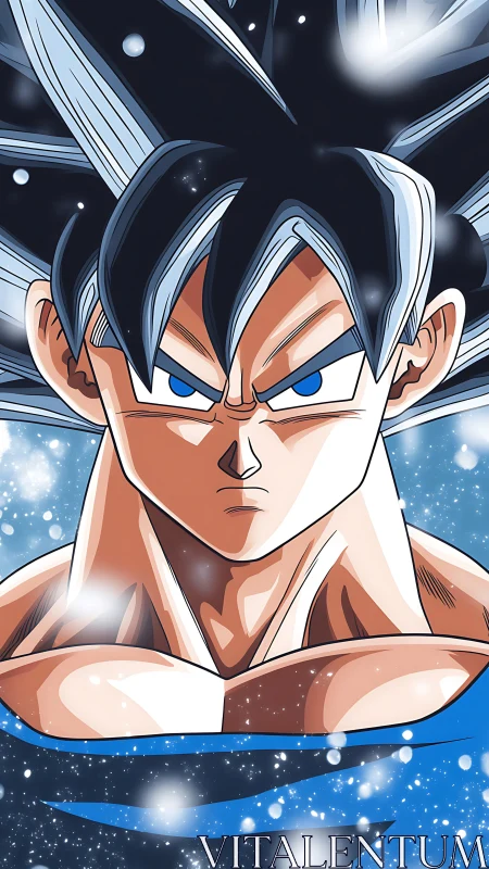 Starlit warrior steadies his gaze inside a frozen storm