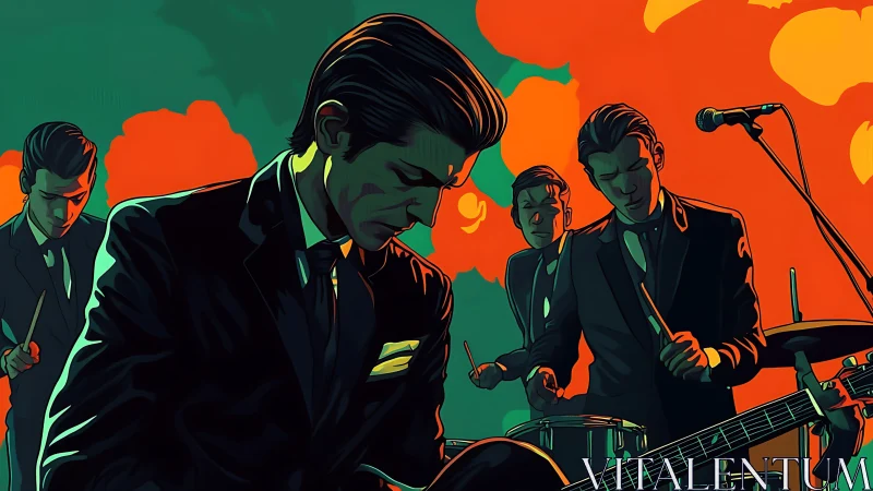 Midnight suited band carves neon rhythms into smokey air