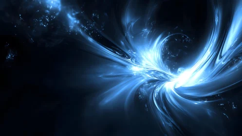 Luminous Blue Abstract Energy Burst in Digital Fractal Style.