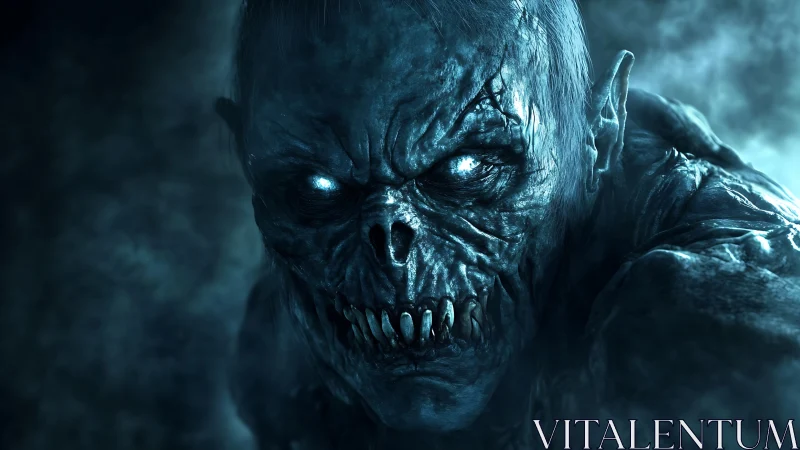 Ghastly undead creature in icy blue cinematic lighting.