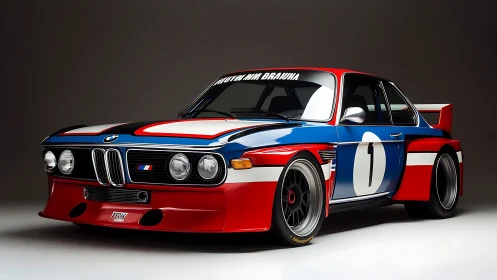 BMW race car rendered with studio lighting and aerodynamic livery
