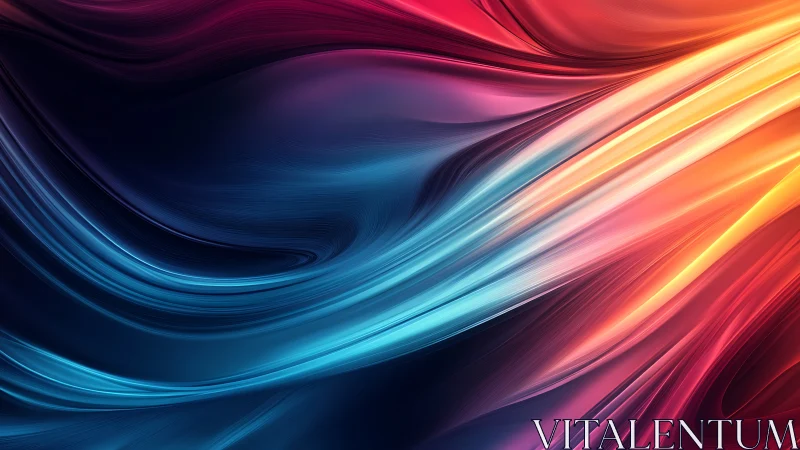 Multicolored flowing light streaks on dark abstract surface.