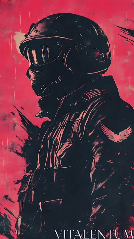 Crimson sky sentinel in visor-glossed combat profile.