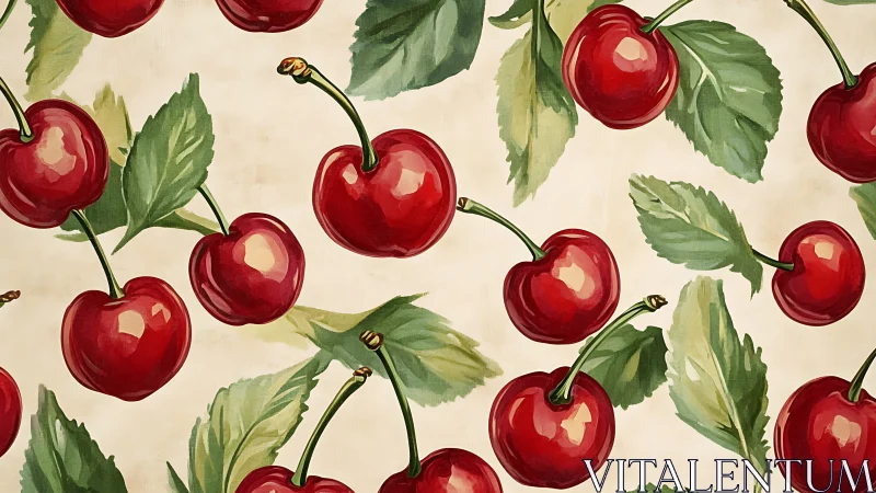 Cherry chorus dancing across vintage cream daylight.