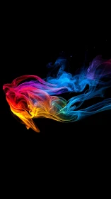 Vibrant neon smoke trails twist across a deep black void