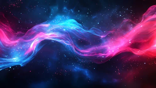 Nebular light streams in contrasting blue and magenta bands.