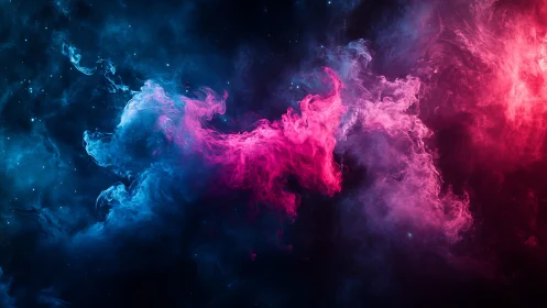 Bicolor nebula-like gas clouds in deep space field.