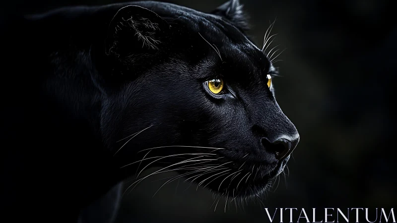 Black Panther Portrait with Golden Eyes.