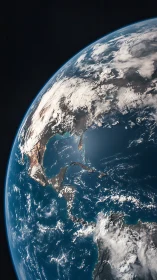 Earth’s curved horizon glows above deep blue oceans.