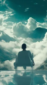 Quiet skyward retreat above the clouds and calm waters.