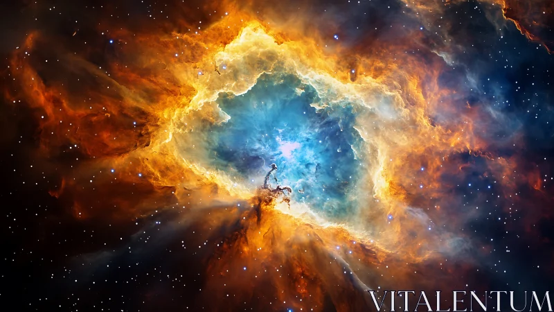 Stellar nebula core erupts with vivid ionized gas ring.