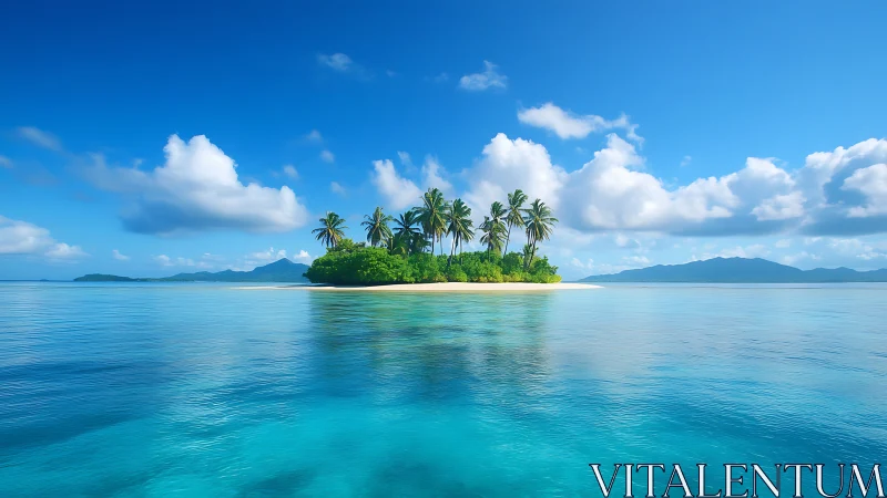 Tropical Island Paradise with Palm Trees.