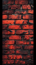 Red brick wall with dark flying birds in vertical frame
