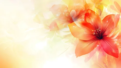 Digital rendering of stylized flowers with warm color palette.