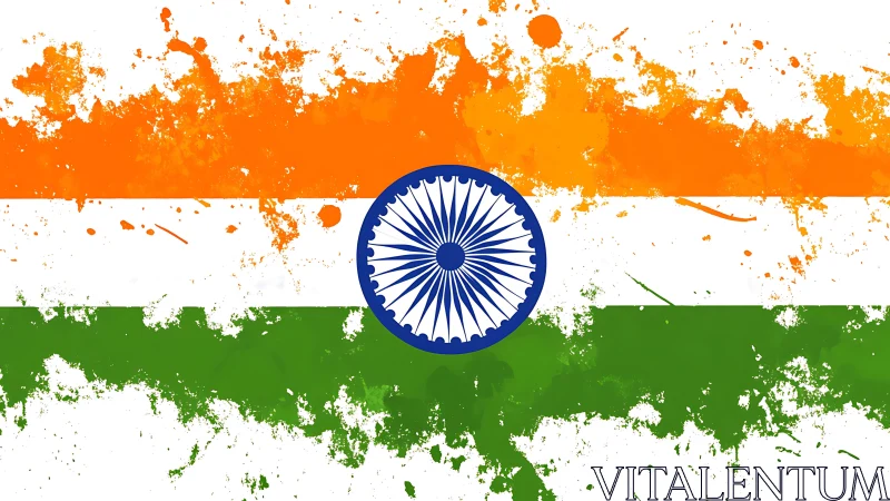 Indian tricolour flag rendered with splattered paint effect
