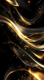 Flowing golden light streaks on dark abstract background.